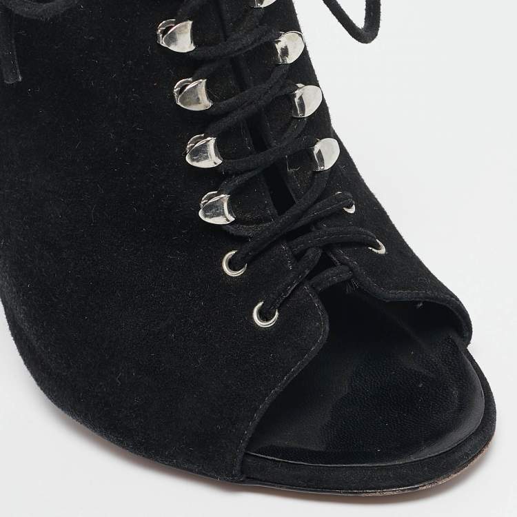 Pre Owned Giuseppe Zanotti Black Suede Mules Size 38