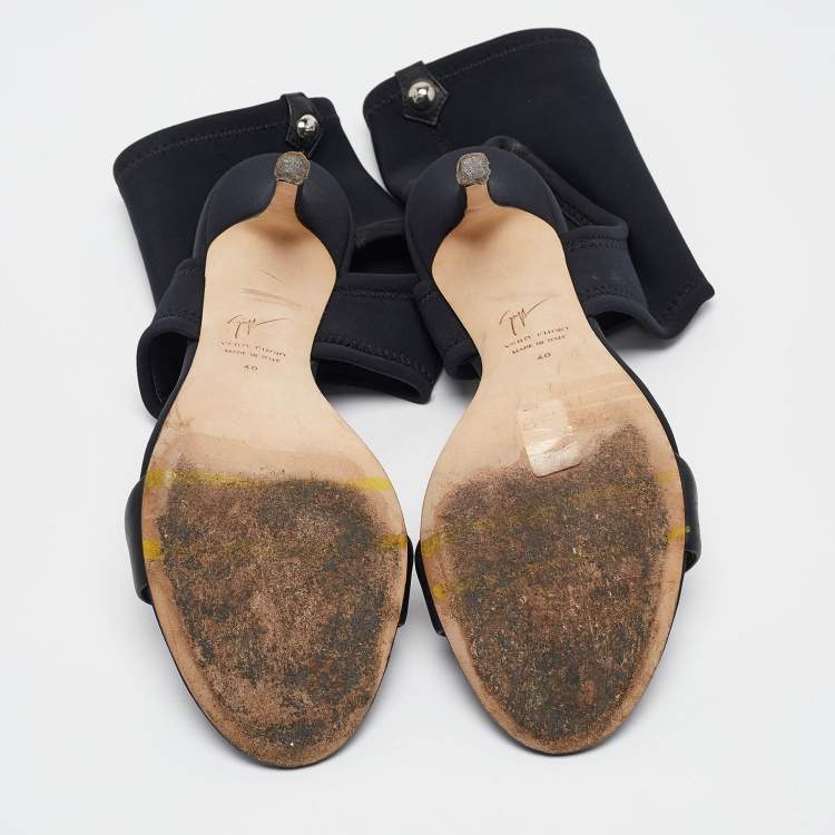 Pre Owned Giuseppe Zanotti Black Fabric Socked Sandals Size 40