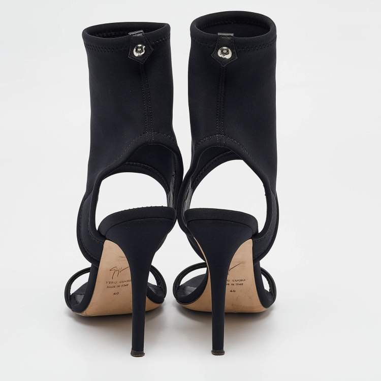 Pre Owned Giuseppe Zanotti Black Fabric Socked Sandals Size 40