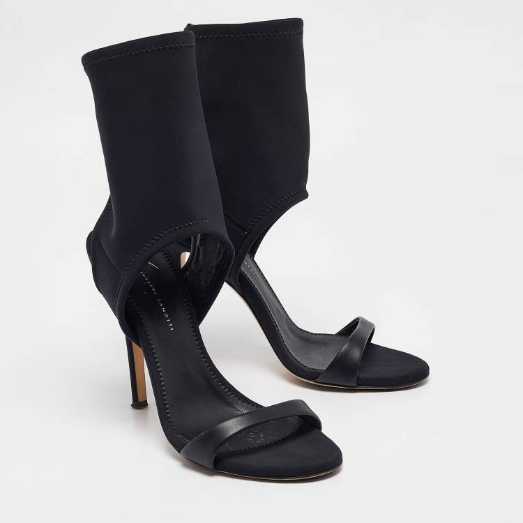 Pre Owned Giuseppe Zanotti Black Fabric Socked Sandals Size 40