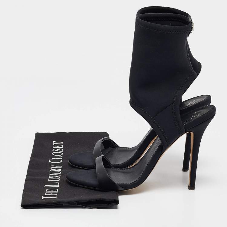 Pre Owned Giuseppe Zanotti Black Fabric Socked Sandals Size 40
