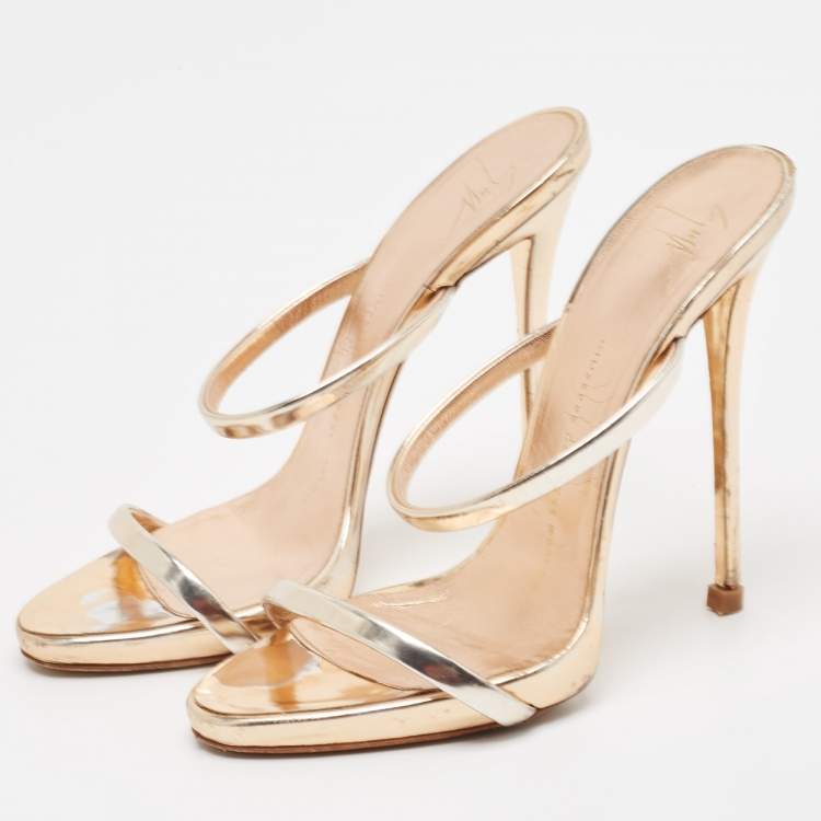 Pre Owned Giuseppe Zanotti Rose Gold Leather Darsey Sandals Size 37