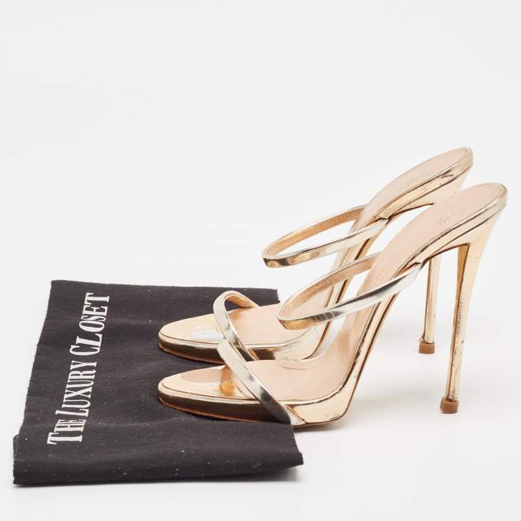 Pre Owned Giuseppe Zanotti Rose Gold Leather Darsey Sandals Size 37
