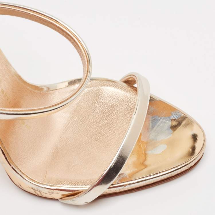 Pre Owned Giuseppe Zanotti Rose Gold Leather Darsey Sandals Size 37
