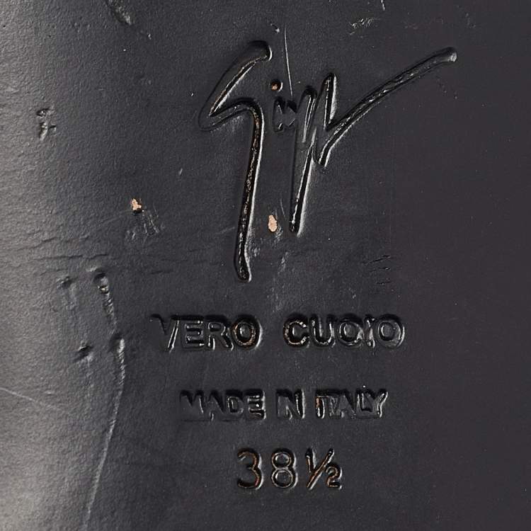 مملوكة مسبقًا Giuseppe Zanotti Black Leather Emmy Lou Flat Sandals Size 38.5