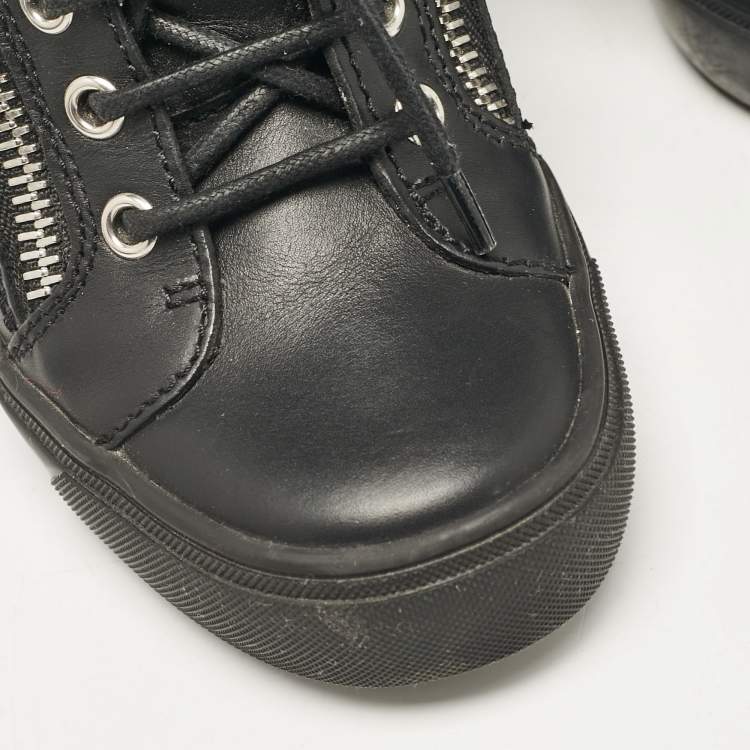 Pre Owned Giuseppe Zanotti Black Leather Dona Sneakers Size 36.5