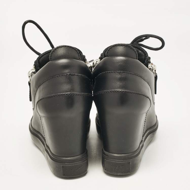 Pre Owned Giuseppe Zanotti Black Leather Dona Sneakers Size 36.5