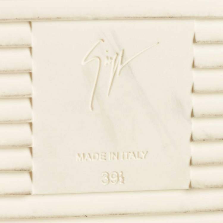 Pre Owned Giuseppe Zanotti White Leather and Patent Leather London High Top Sneakers Size 39.5