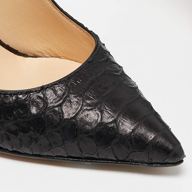 Pre Owned Giuseppe Zanotti Black Python Embossed Leather Pumps Size 35