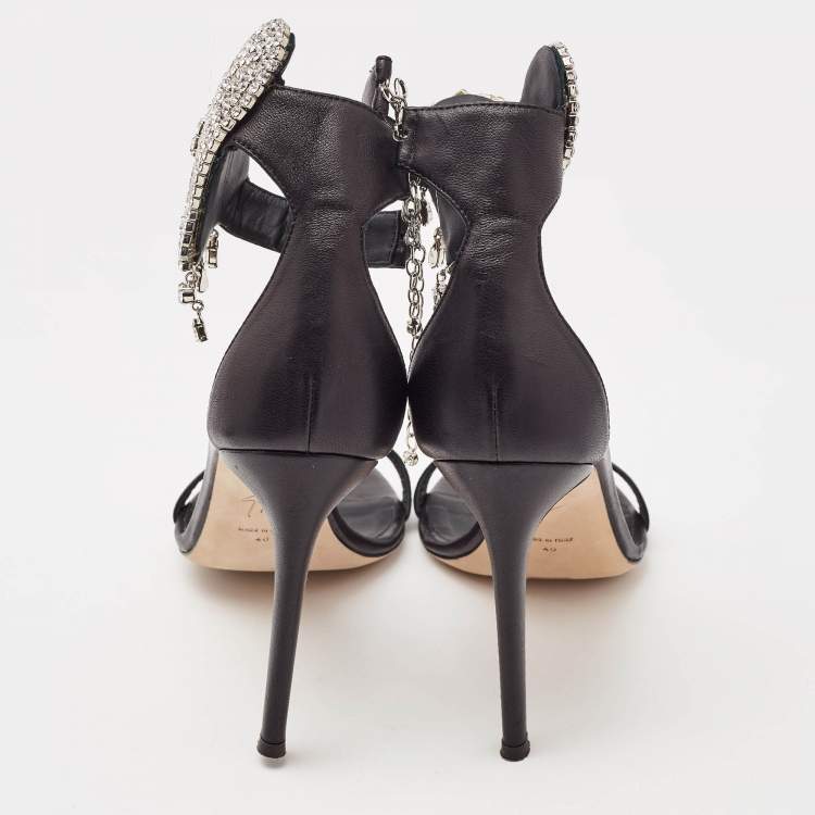 Pre Owned Giuseppe Zanotti Black Amour Ankle Strap Sandals Size 40