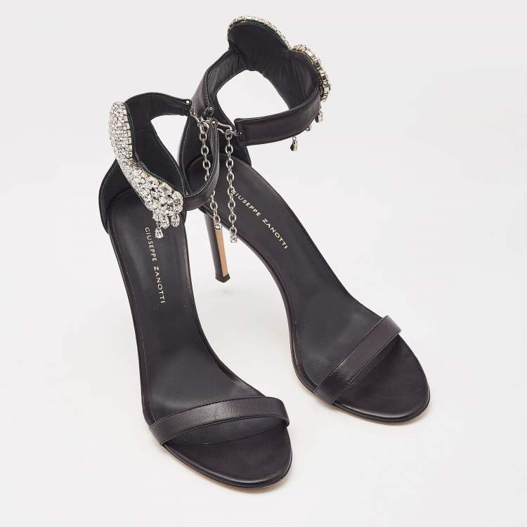 Pre Owned Giuseppe Zanotti Black Amour Ankle Strap Sandals Size 40