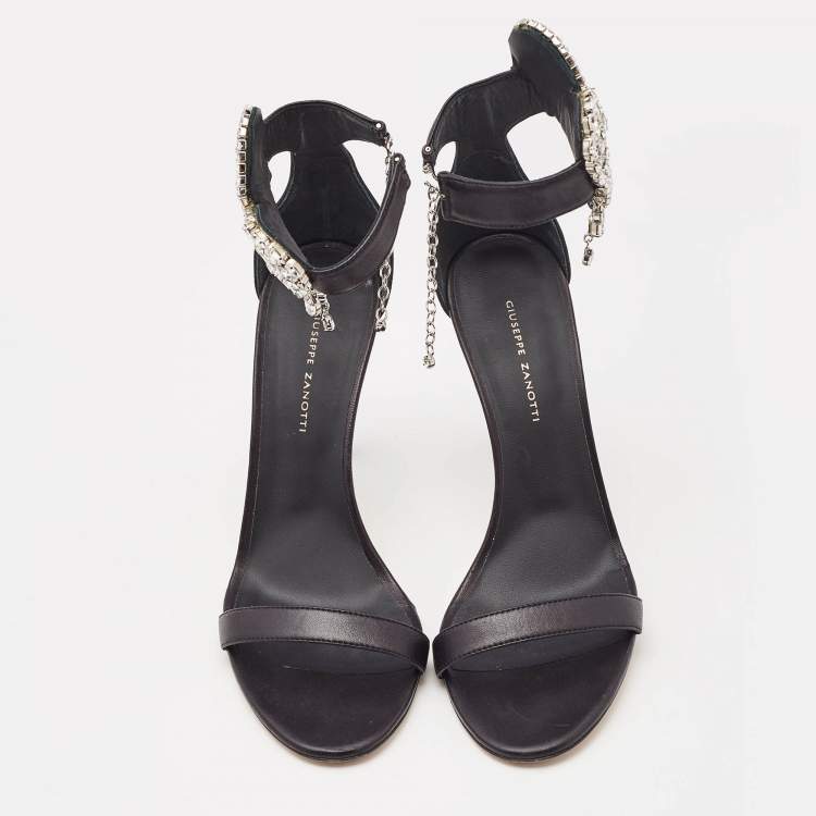 Pre Owned Giuseppe Zanotti Black Amour Ankle Strap Sandals Size 40