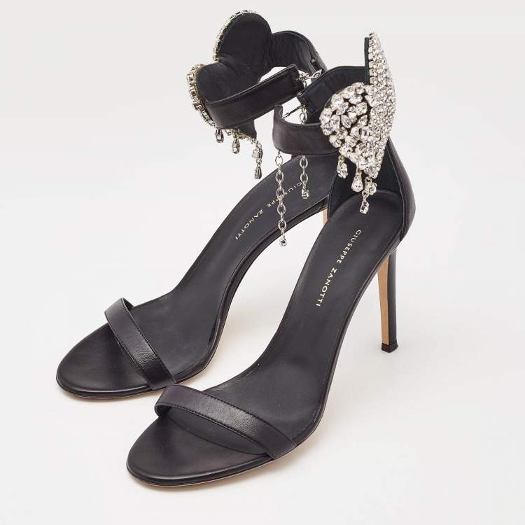 Pre Owned Giuseppe Zanotti Black Amour Ankle Strap Sandals Size 40