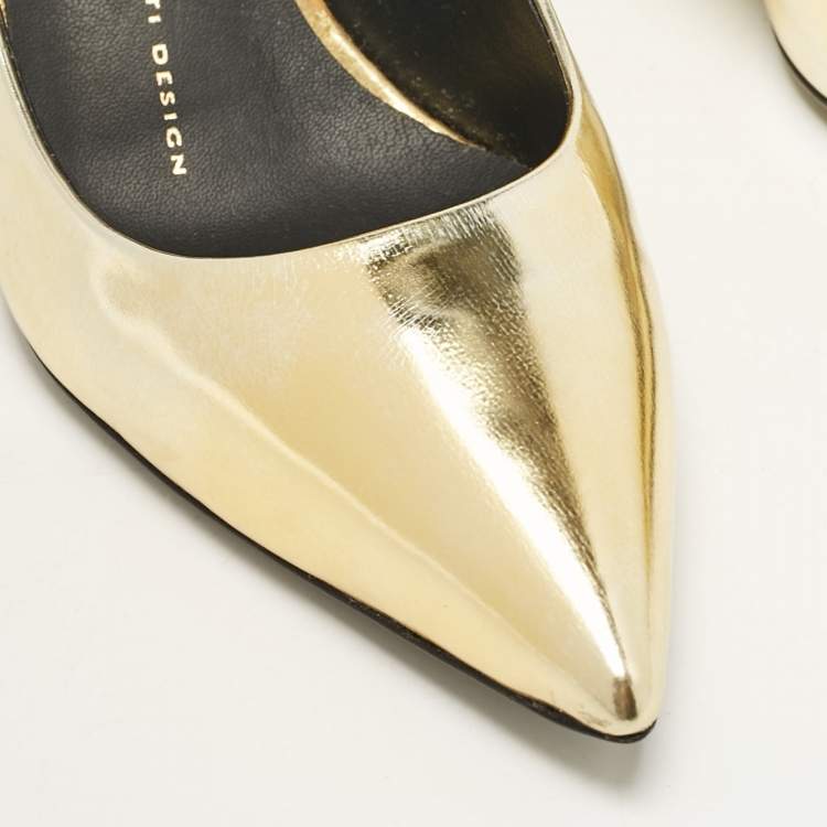 Pre Owned Giuseppe Zanotti Gold Leather Pointed Toe Pumps Size 38