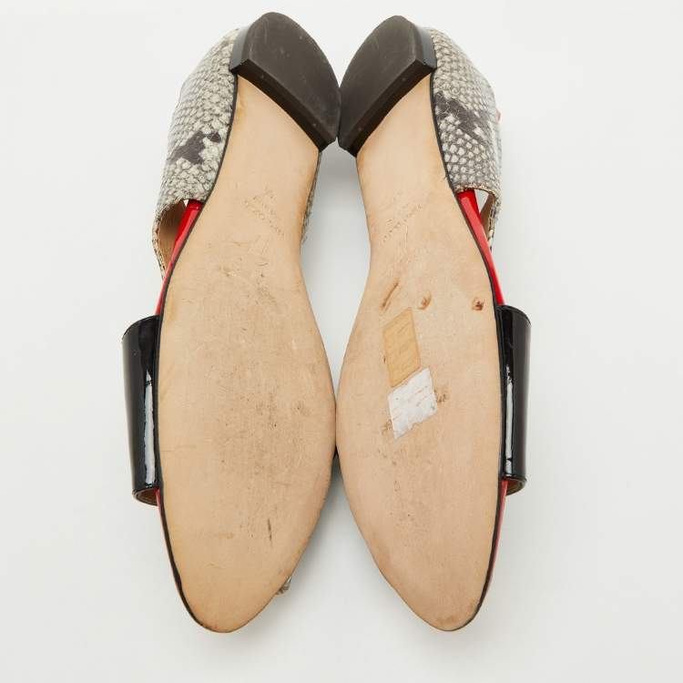 Pre Owned Giuseppe Zanotti Multicolor Python Embossed and Patent Leather D'orsay Flat Sandals Size 41