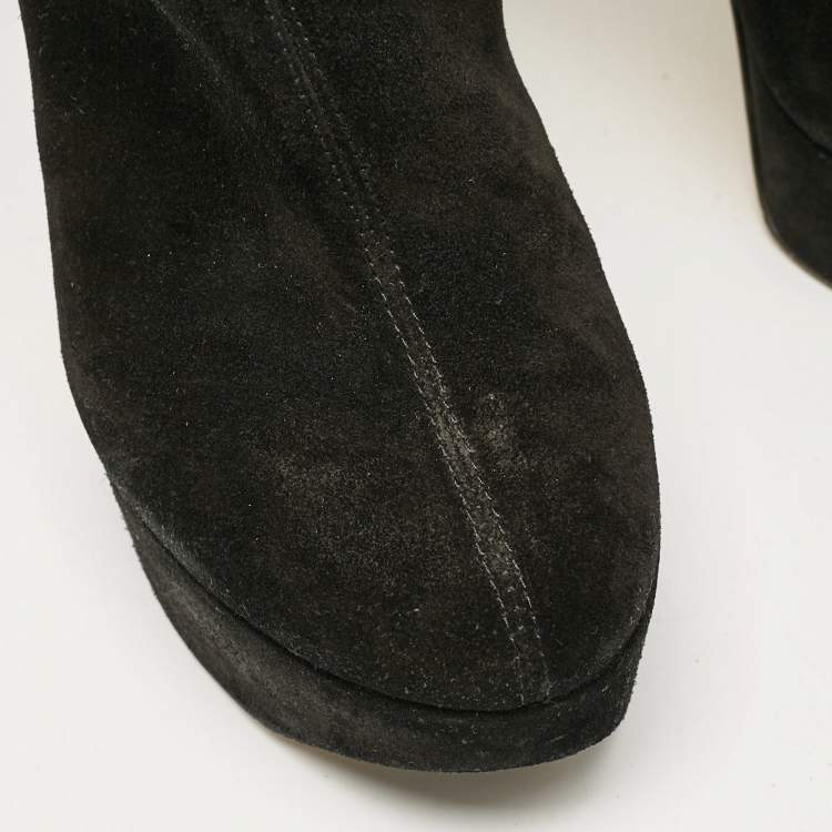 Pre Owned Giuseppe Zanotti Black Suede Over The Knee Boots Size 39