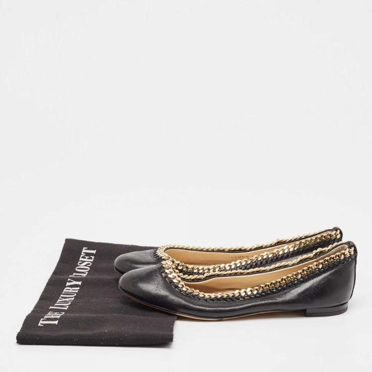 Pre Owned Giuseppe Zanotti Black Leather Ballet Flats Size 36