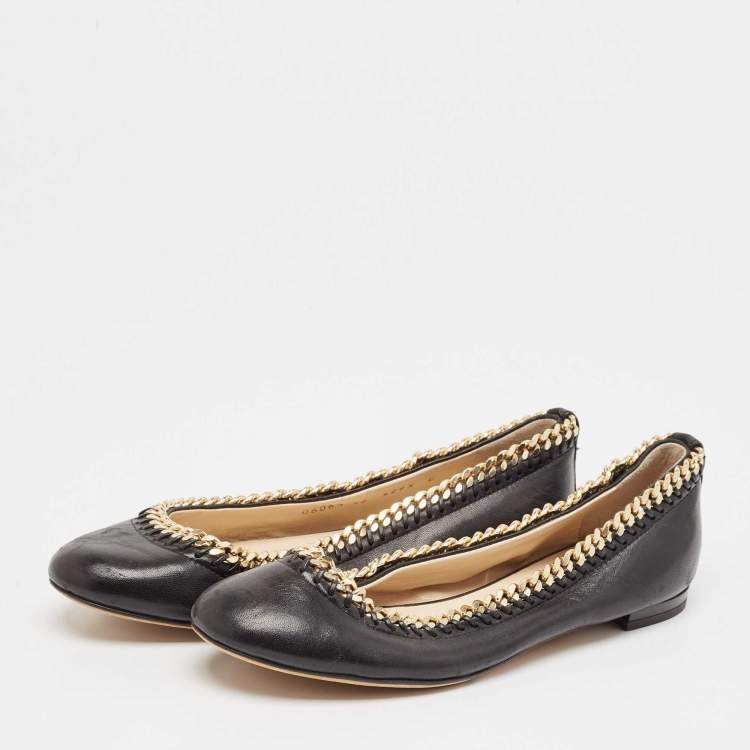 Pre Owned Giuseppe Zanotti Black Leather Ballet Flats Size 36
