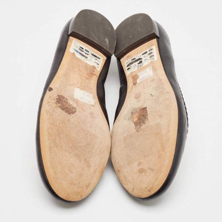 Pre Owned Giuseppe Zanotti Black Leather Ballet Flats Size 36