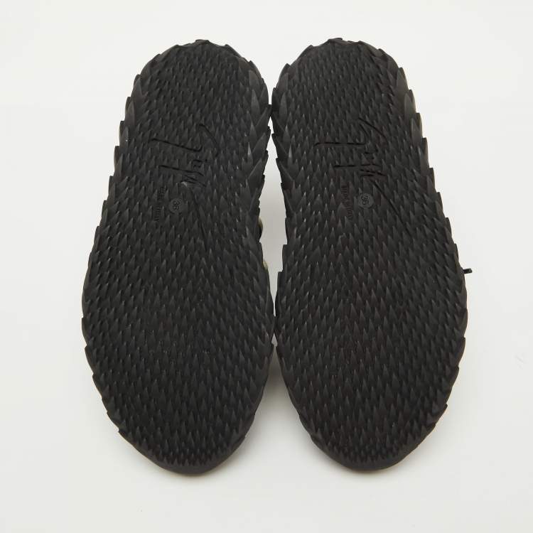 Pre Owned Giuseppe Zanotti Black Mesh and Rubber Urchin Sneakers Size 36
