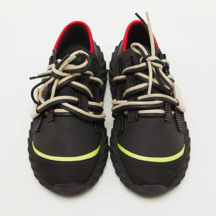 Pre Owned Giuseppe Zanotti Black Mesh and Rubber Urchin Sneakers Size 36