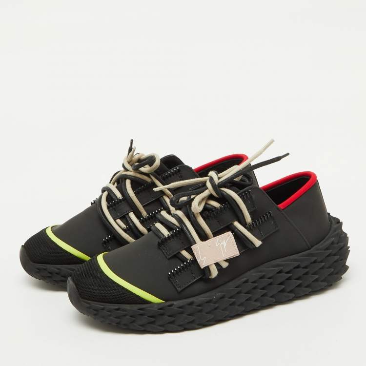 Pre Owned Giuseppe Zanotti Black Mesh and Rubber Urchin Sneakers Size 36