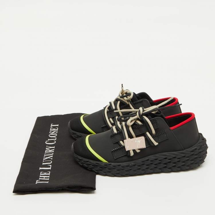 Pre Owned Giuseppe Zanotti Black Mesh and Rubber Urchin Sneakers Size 36
