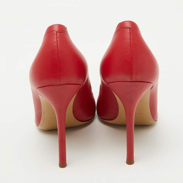 Pre Owned Giuseppe Zanotti Red Leather Pointed Toe Pumps Size 36