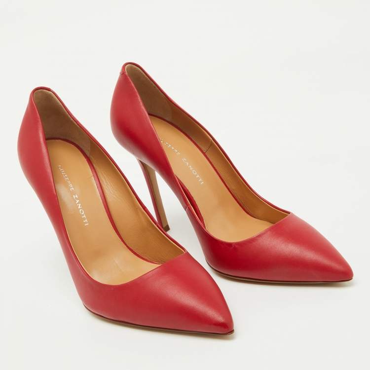Pre Owned Giuseppe Zanotti Red Leather Pointed Toe Pumps Size 36