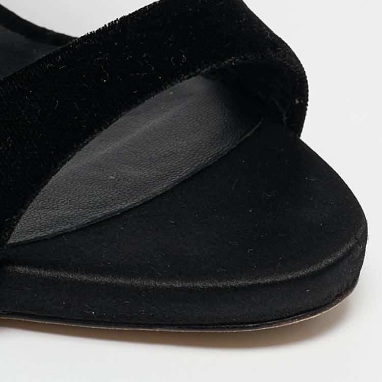 Pre Owned Giuseppe Zanotti Black Velvet Andrea Mules Size 37