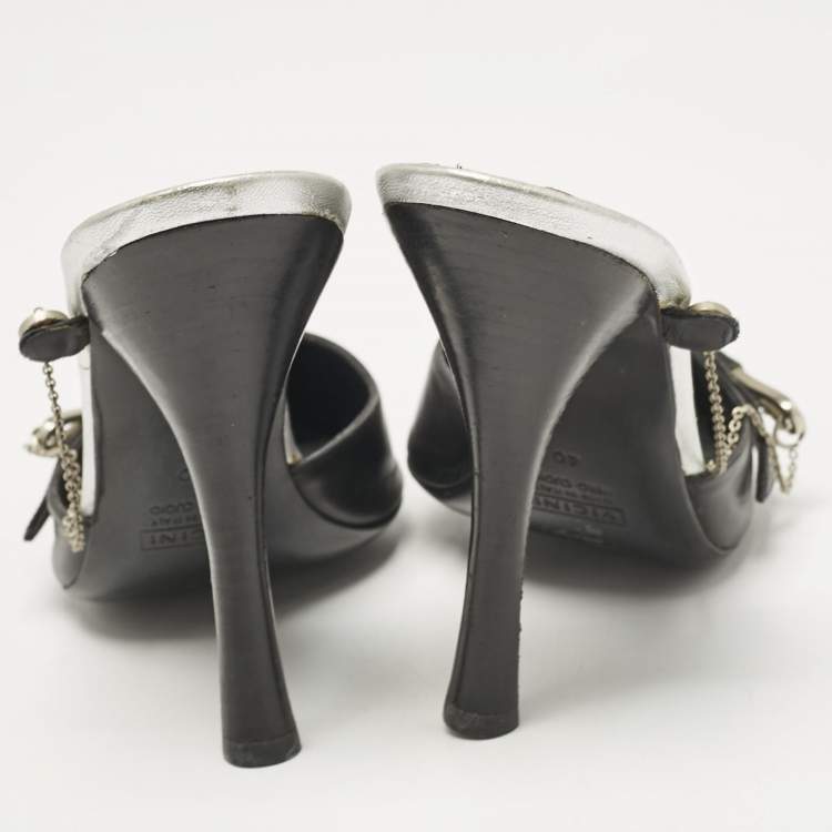 Pre Owned Giuseppe Zanotti Black Leather Pointed Toe Mules Size 40