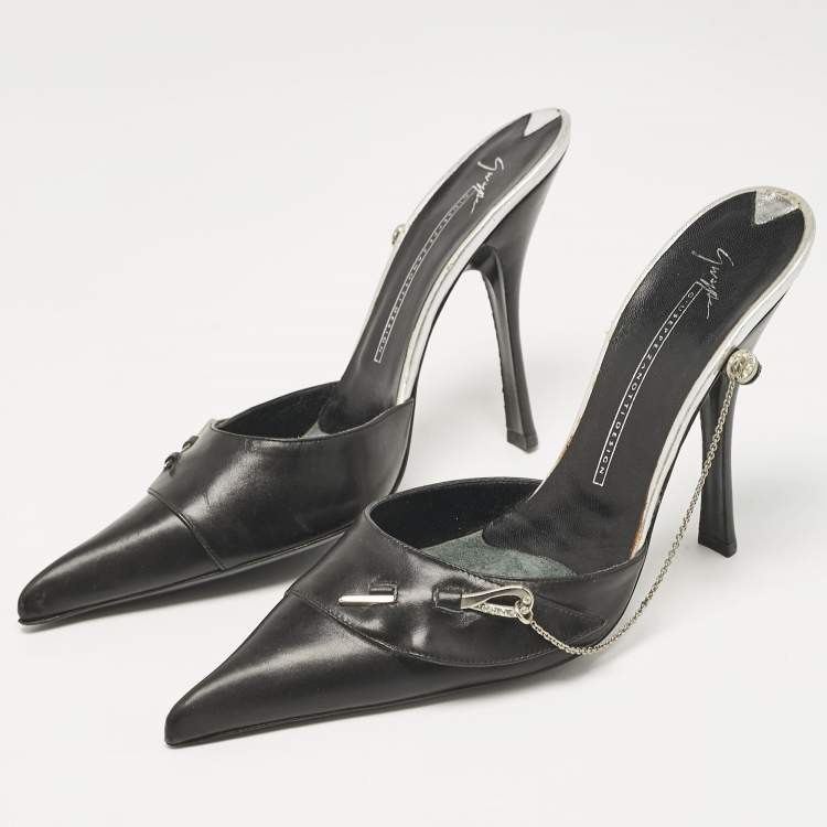 Pre Owned Giuseppe Zanotti Black Leather Pointed Toe Mules Size 40