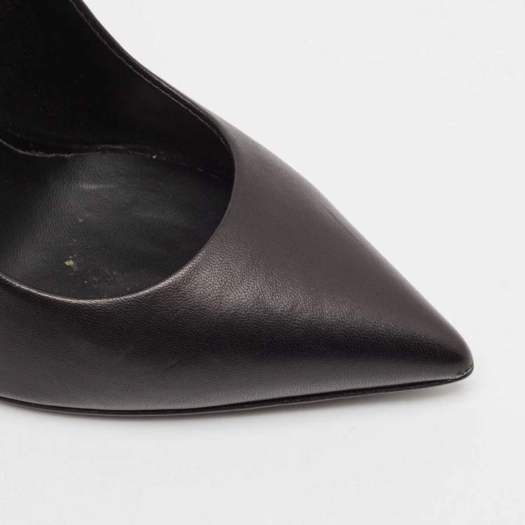 Pre Owned Giuseppe Zanotti Black Leather Horn Zip Back  Pumps Size 38