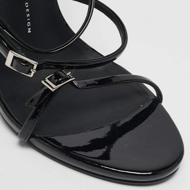 Pre Owned Giuseppe Zanotti Black Patent Leather lien 115PL Siutta Sandals Size 41