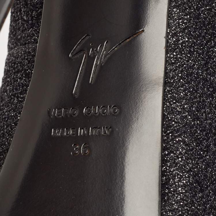 Pre Owned Giuseppe Zanotti Black Lurex Fabric Sharon Peep Toe Pumps Size 36