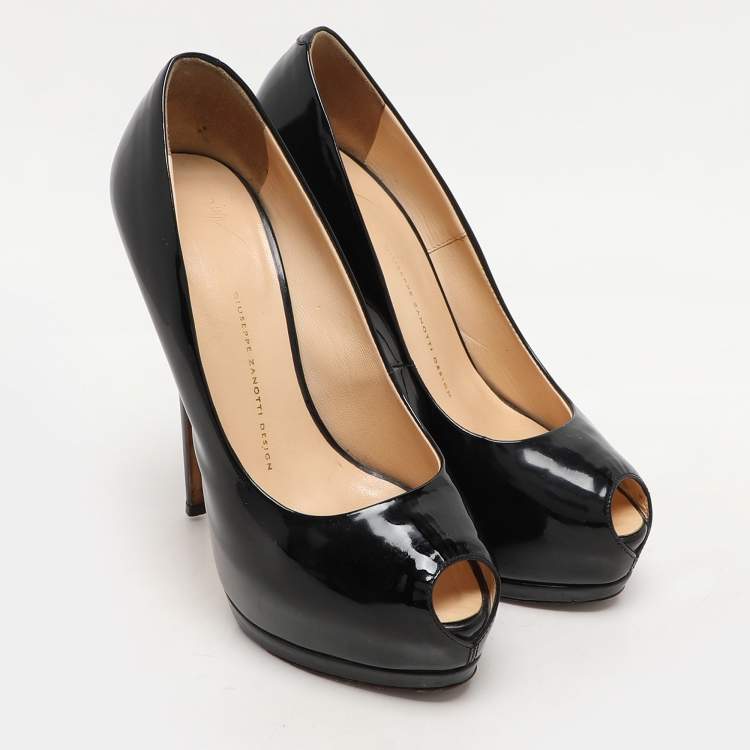 Pre Owned Giuseppe Zanotti Black Patent Leather Platform Pumps Size 39