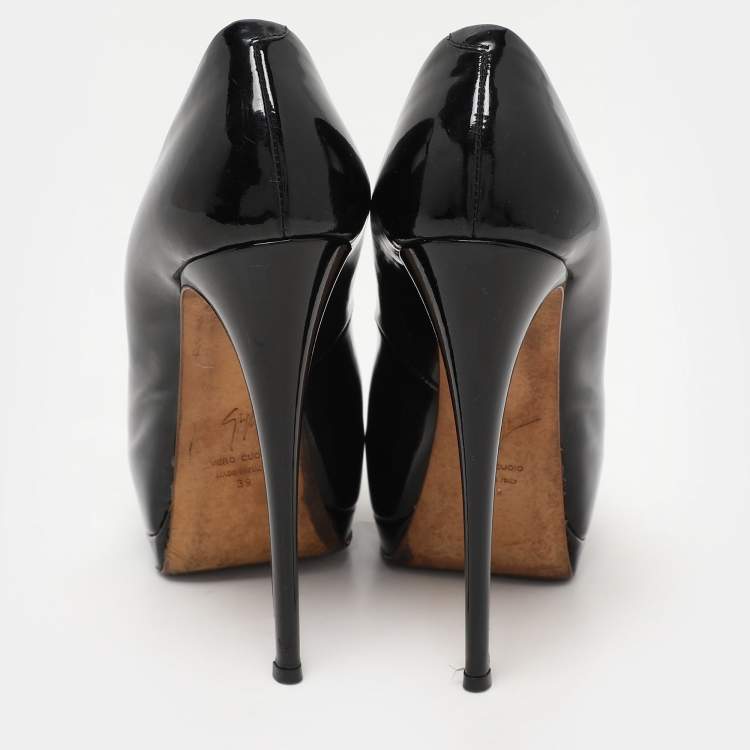 Pre Owned Giuseppe Zanotti Black Patent Leather Platform Pumps Size 39