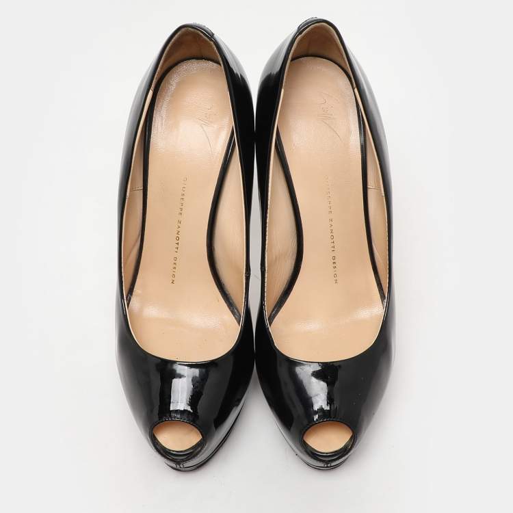 Pre Owned Giuseppe Zanotti Black Patent Leather Platform Pumps Size 39