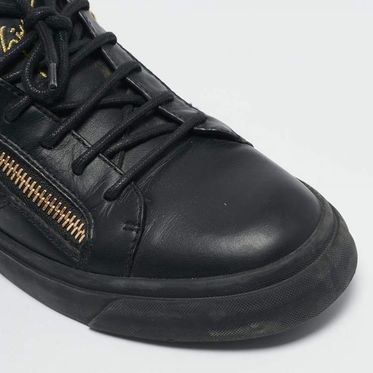 Pre Owned Giuseppe Zanotti Black Leather Augus Sneakers Size 39