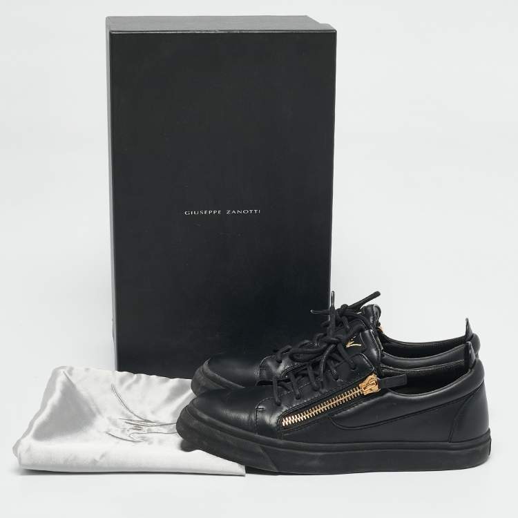 Pre Owned Giuseppe Zanotti Black Leather Augus Sneakers Size 39