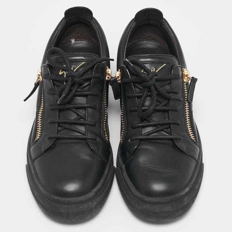 Pre Owned Giuseppe Zanotti Black Leather Augus Sneakers Size 39