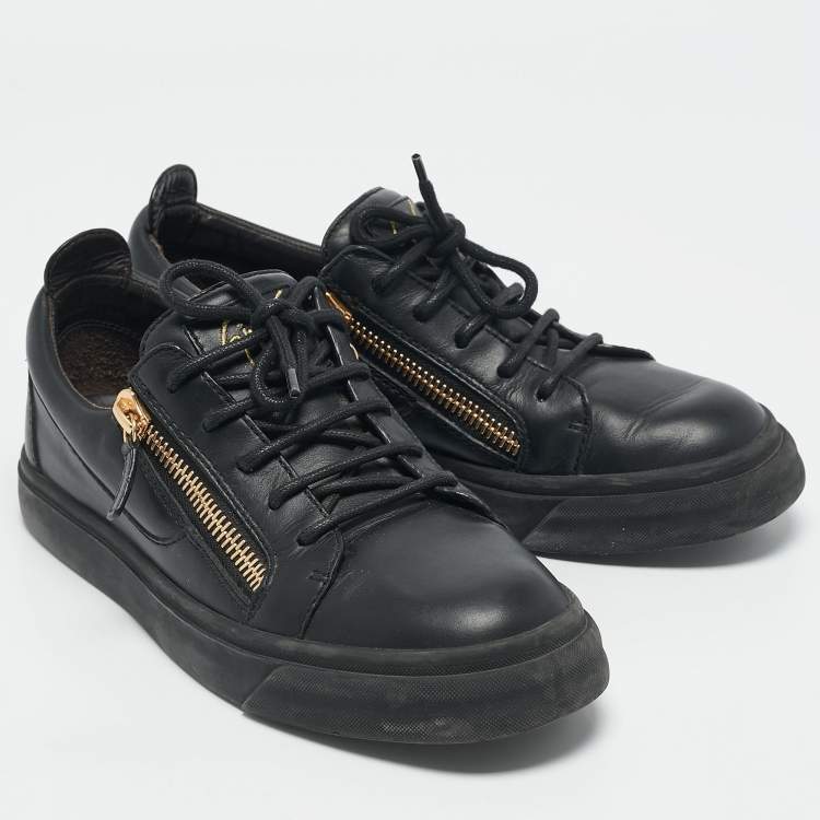Pre Owned Giuseppe Zanotti Black Leather Augus Sneakers Size 39
