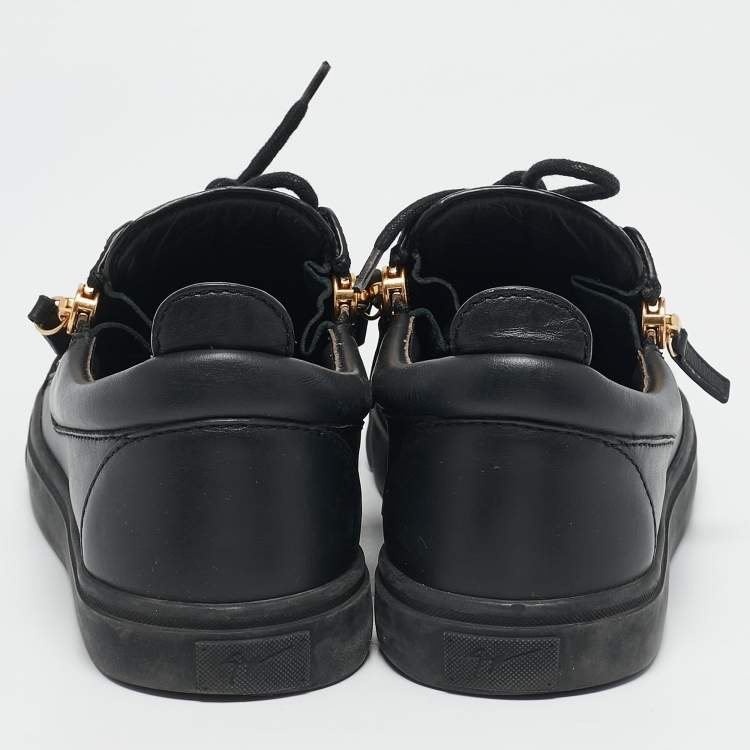 Pre Owned Giuseppe Zanotti Black Leather Augus Sneakers Size 39