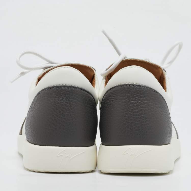 Pre Owned Giuseppe Zanotti White/Grey Leather G Runner Low Top Sneakers Size 36