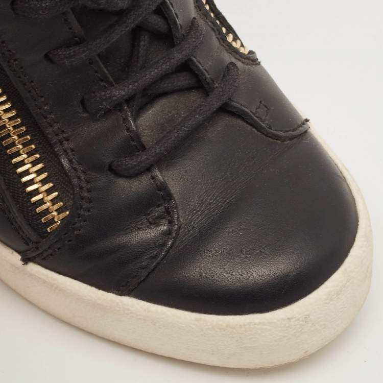 Pre Owned Giuseppe Zanotti Black Leather Cruel Summer High Top Sneakers Size 36