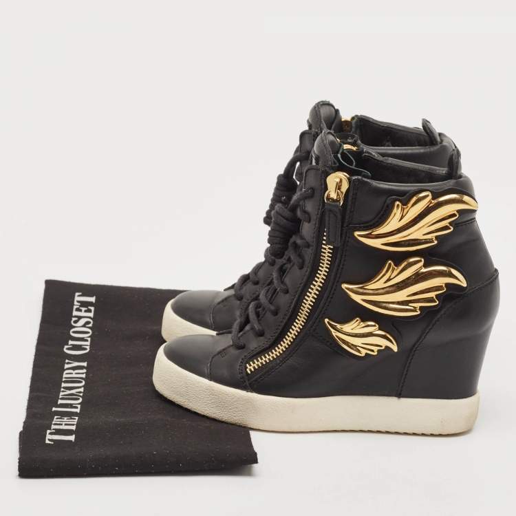Pre Owned Giuseppe Zanotti Black Leather Cruel Summer High Top Sneakers Size 36
