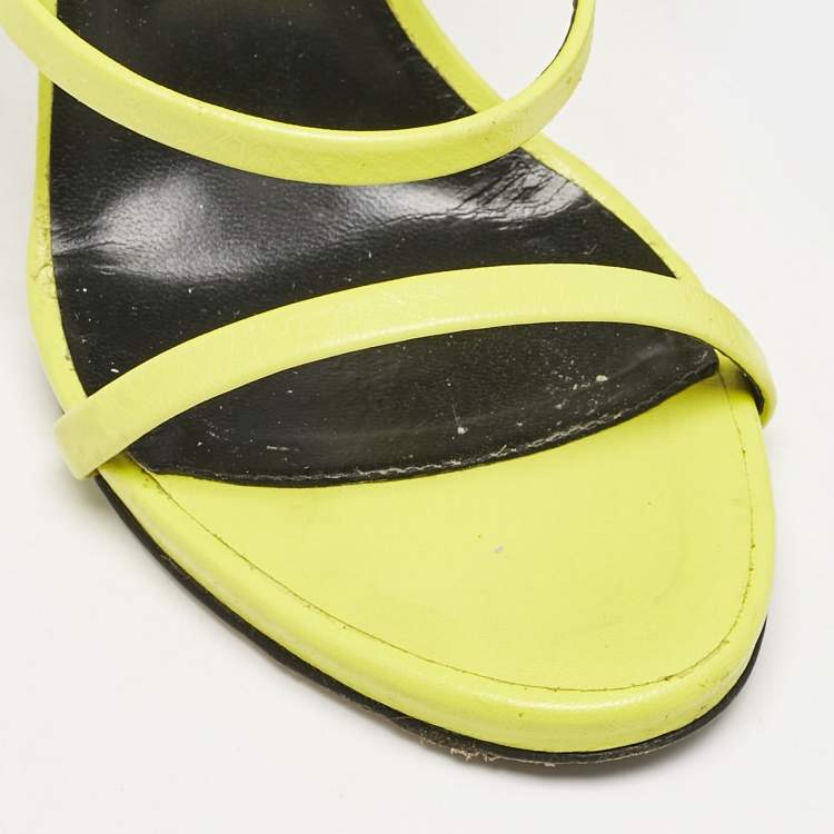 Pre Owned Giuseppe Zanotti Lime Green Leather Margaret Sandals Size 37