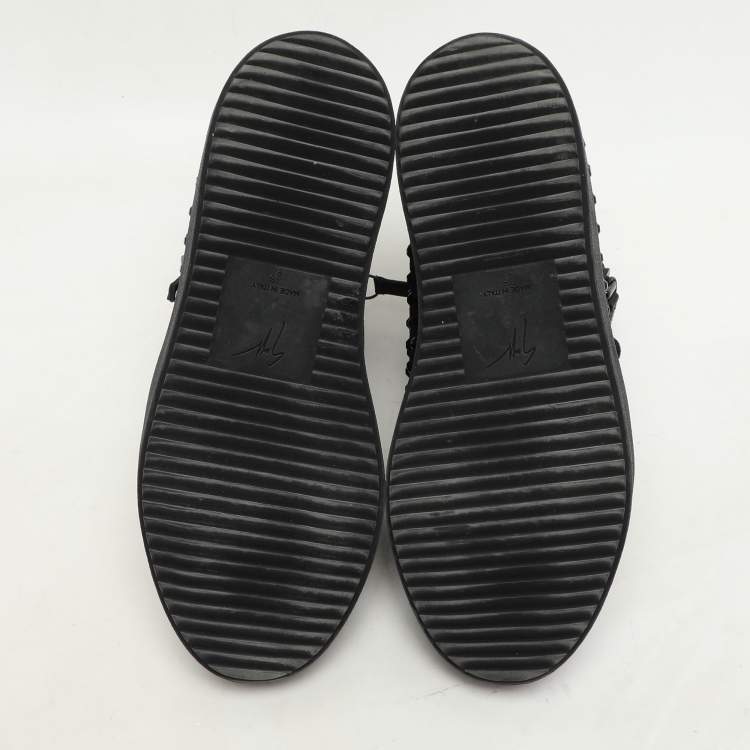 Pre Owned Giuseppe Zanotti black Suede Embellished High Top Sneakers Size 37