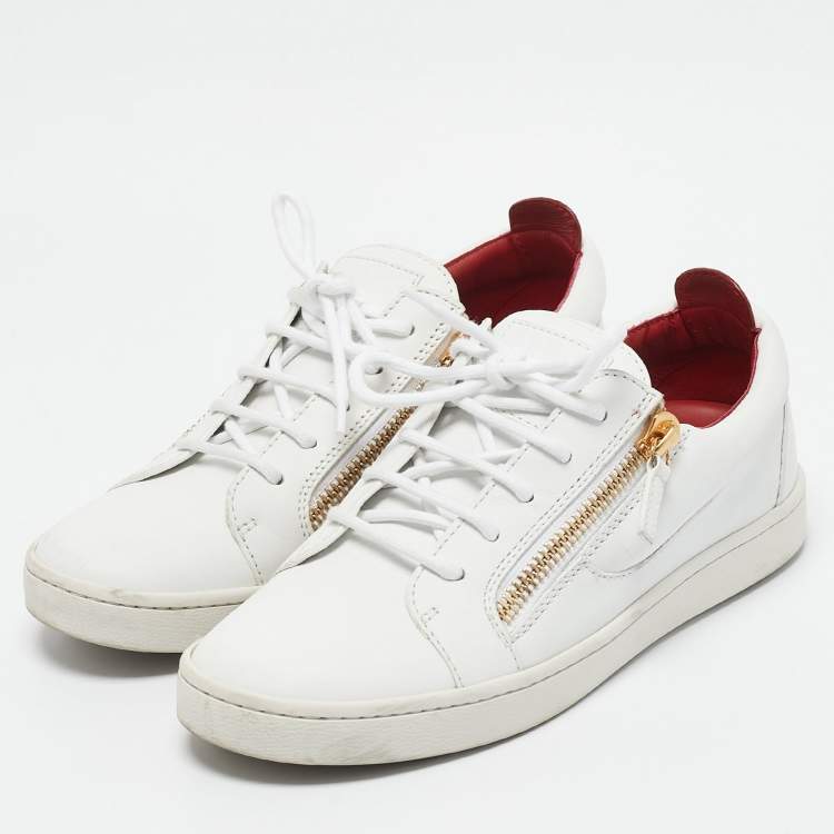 Pre Owned Giuseppe Zanotti White Leather Breck Low Top Sneakers Size 39