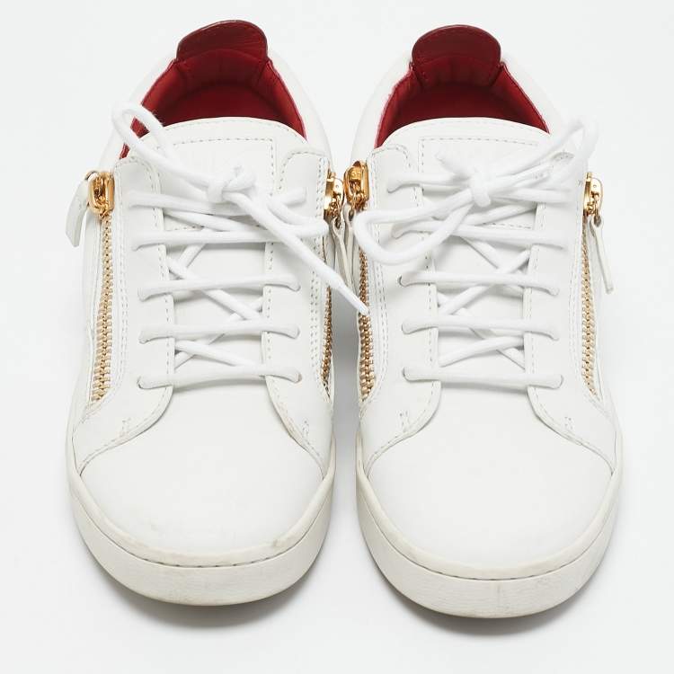 Pre Owned Giuseppe Zanotti White Leather Breck Low Top Sneakers Size 39